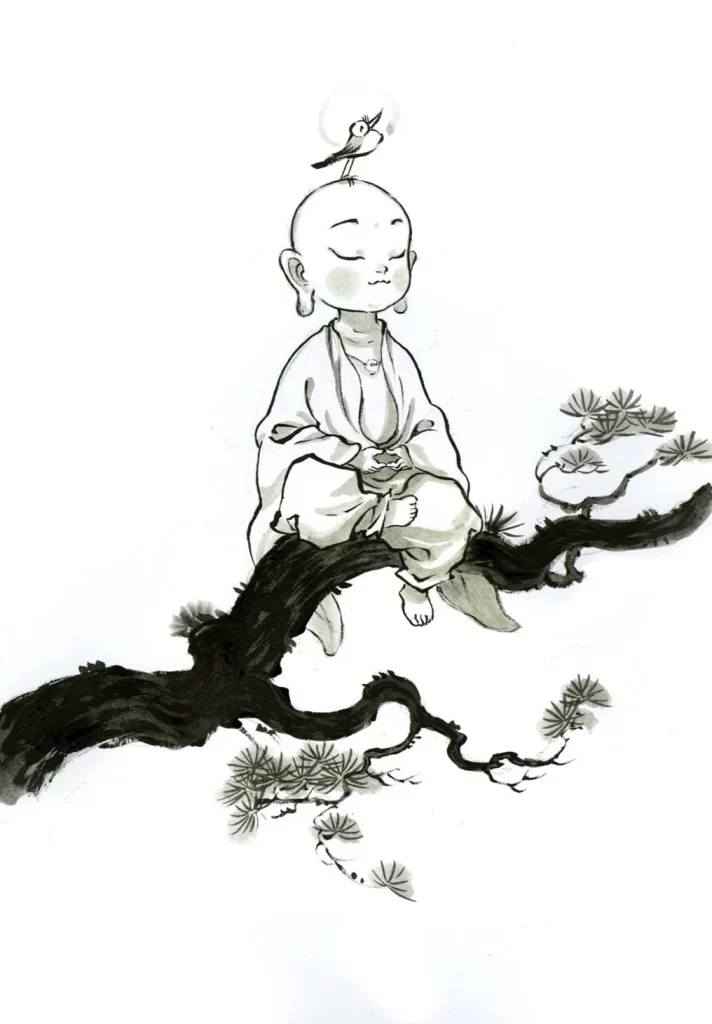 Child on Branch with Creature Zao Dao