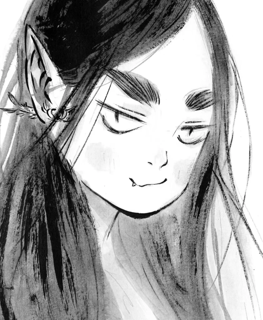 Elf Woman Gentle Smile Ink Zao Dao