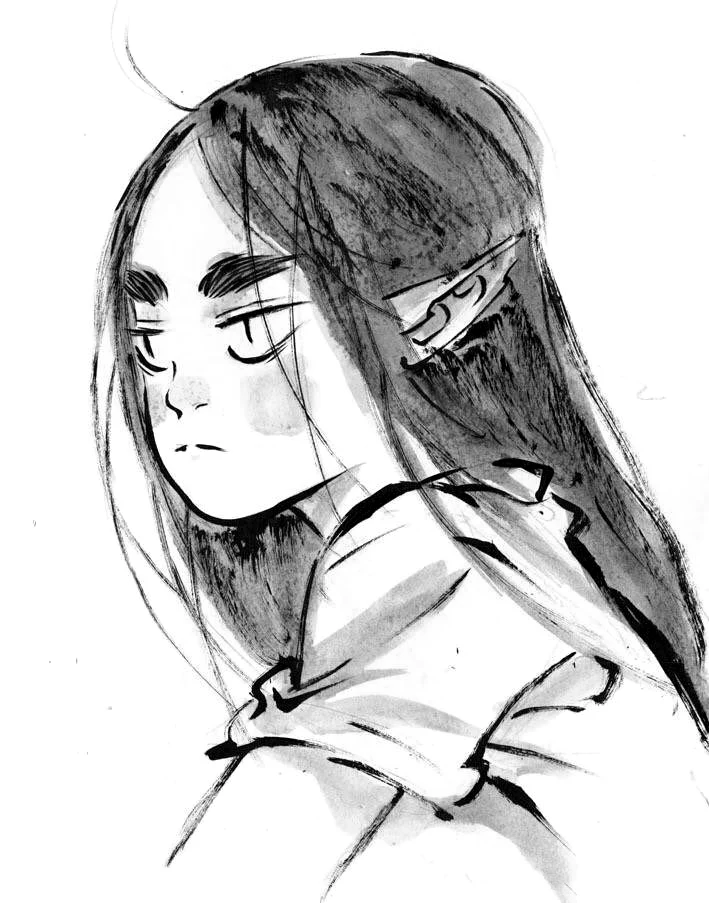 Long Dark Hair Woman Soft Profile Zao Dao