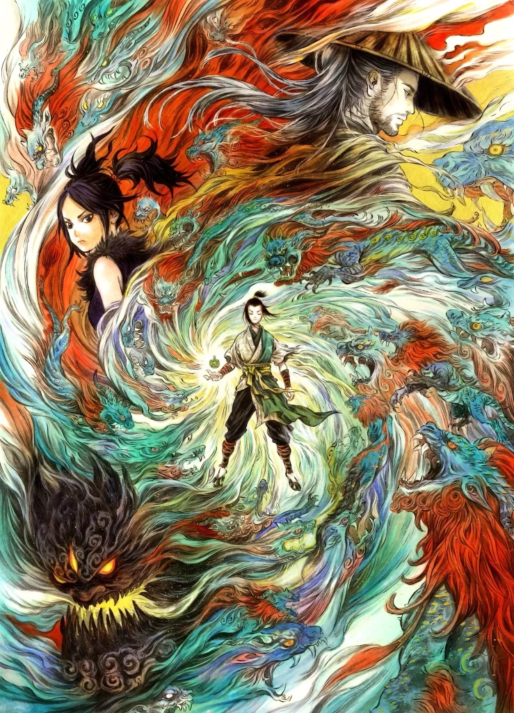 Multicolored Dragons Vortex Swirling Zao Dao