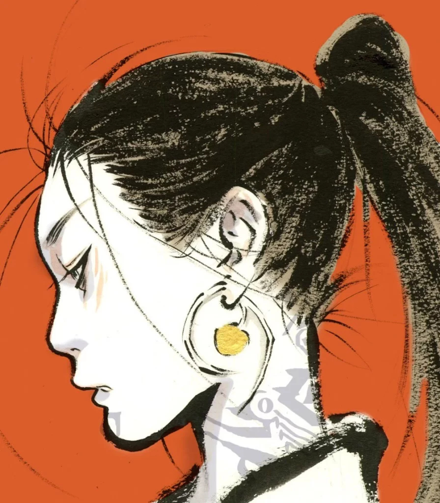 Ponytail Woman Gold Earrings Orange Zao Dao