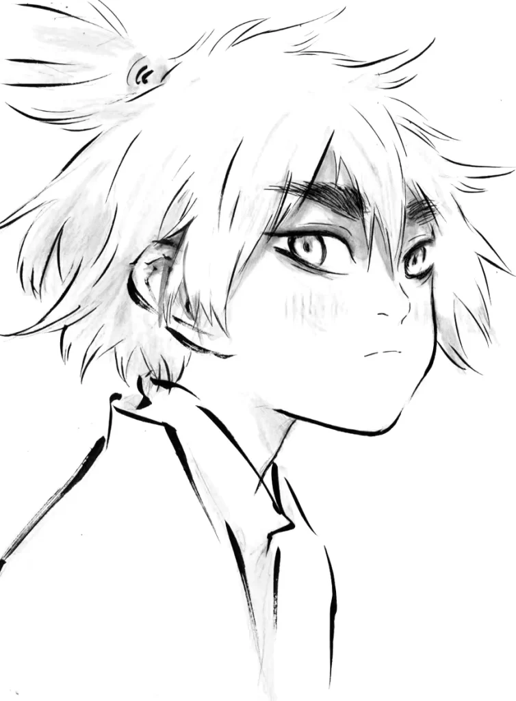 White Haired Boy Simple Lines Zao Dao