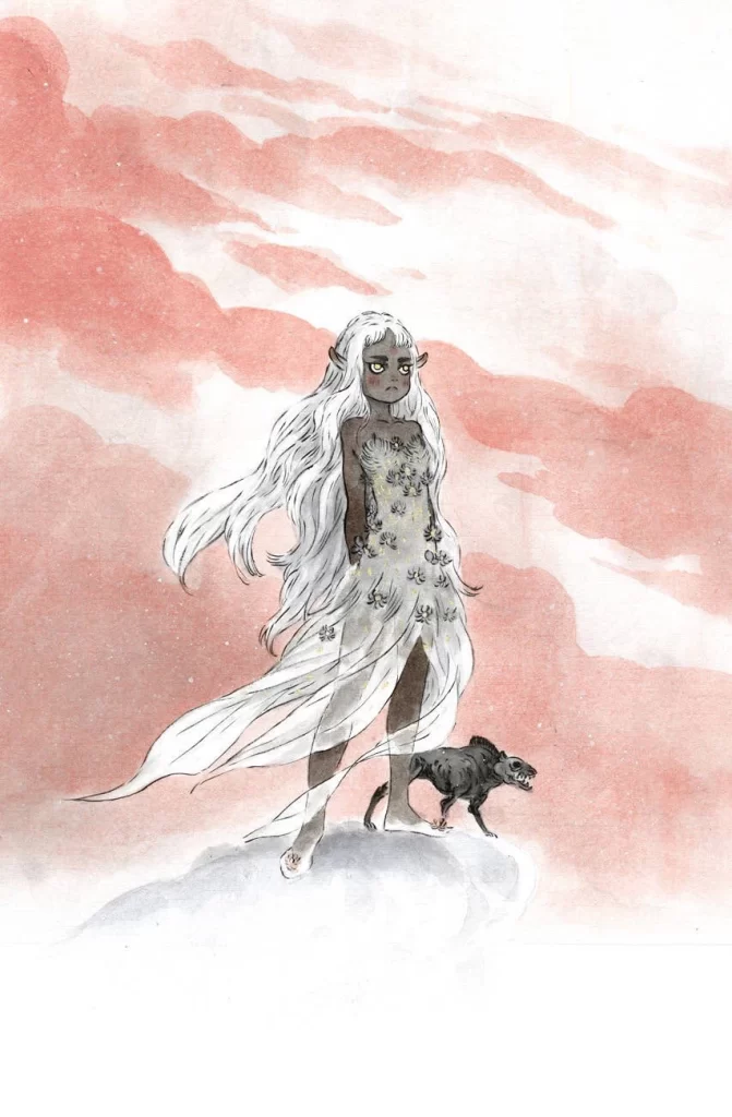 White Haired Spirit Floral Dress Rock Creature Zao Dao