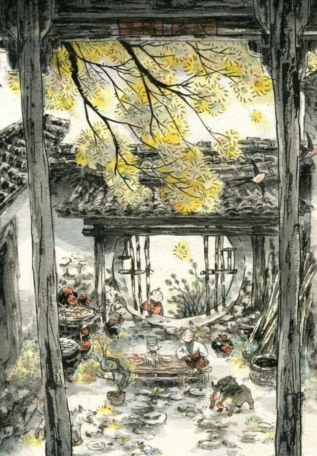 Yellow Autumn Trees Fantasy Gate Zao Dao
