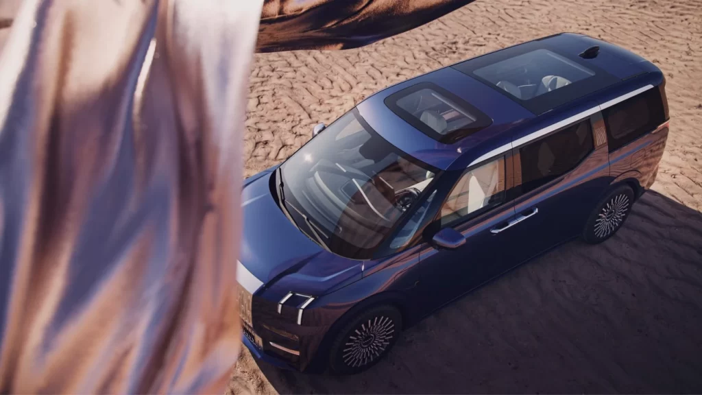 Zeekr Blue Electric Car Nature View