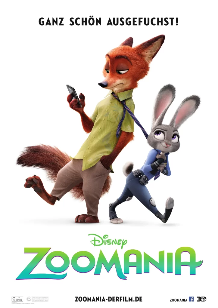 Zootopia Movie Poster Action Running Duo