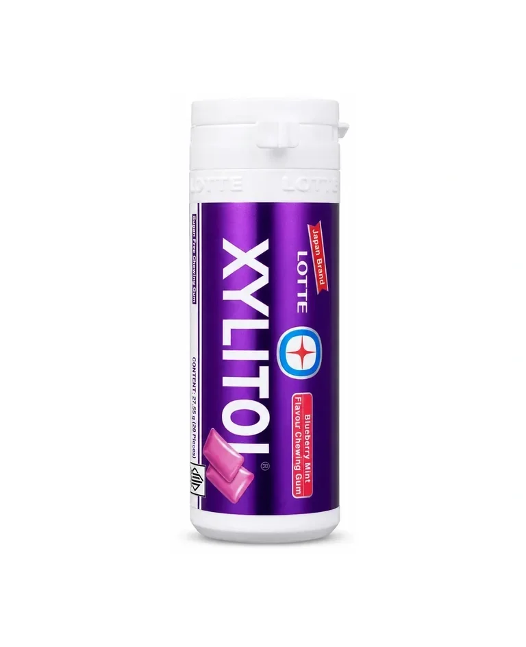 Lotte Xylitol Blueberry Mint Chewing Gum Packaging