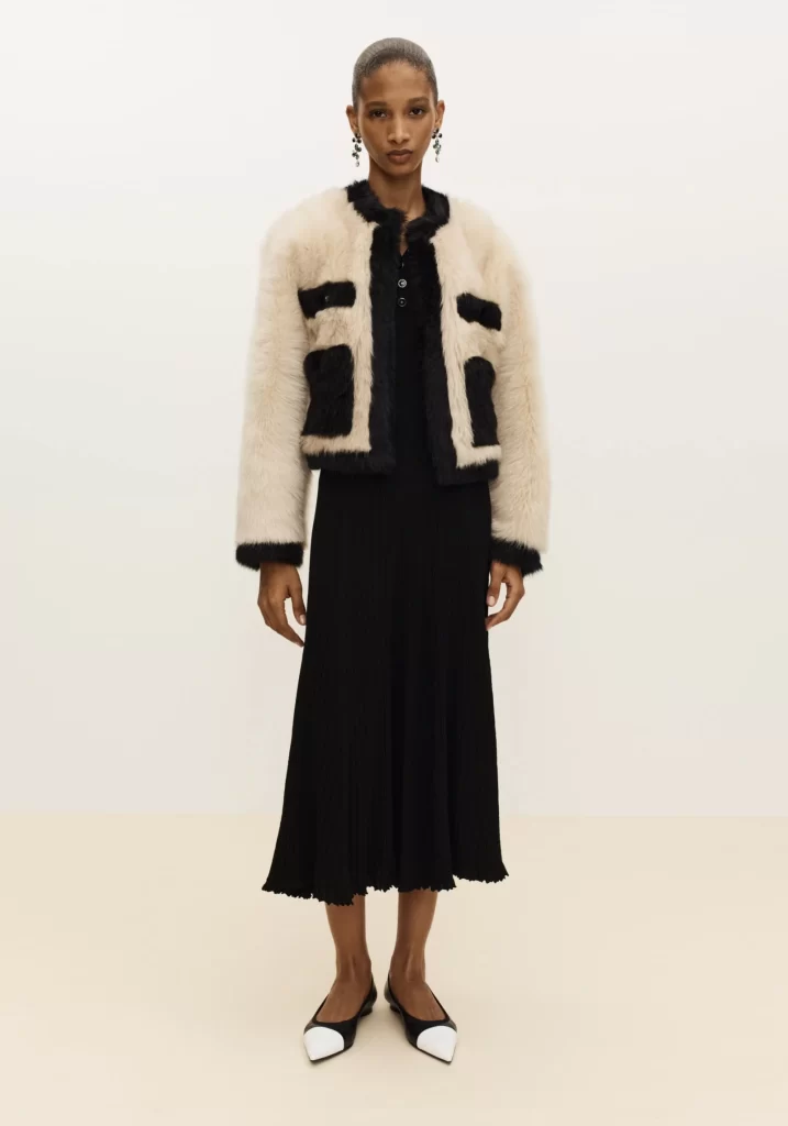 Chanel Jacket and Skirt Ensemble Black And Cream Lookbook Photography