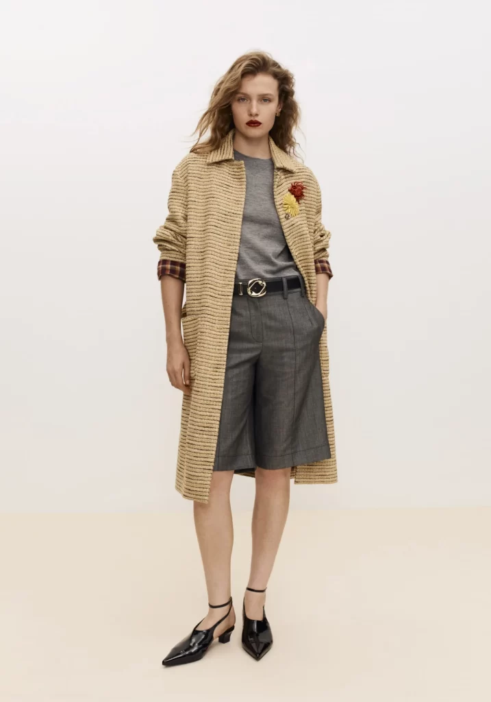 Chanel Coat with floral embroidery Beige And Gray Lookbook Photography