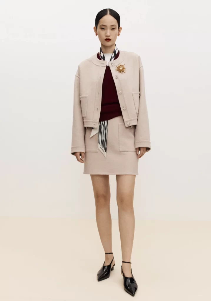 Chanel Jacket and skirt ensemble Pale Pink Lookbook Photography