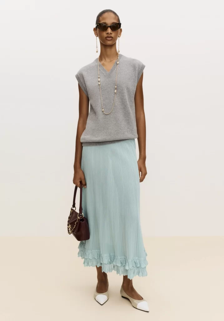 Chanel Pleated Skirt Light Blue Lookbook Photography