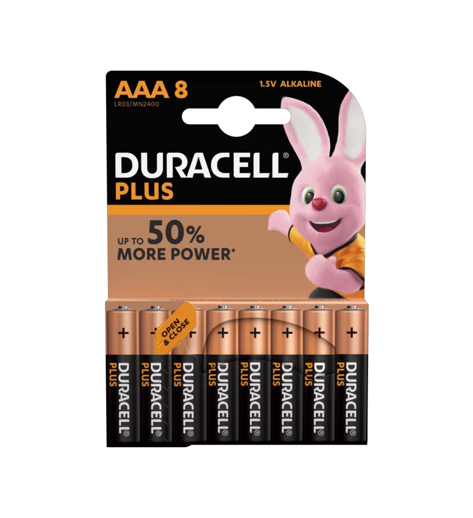 Duracell Plus Power AAA Battery 8 Pack Packaging
