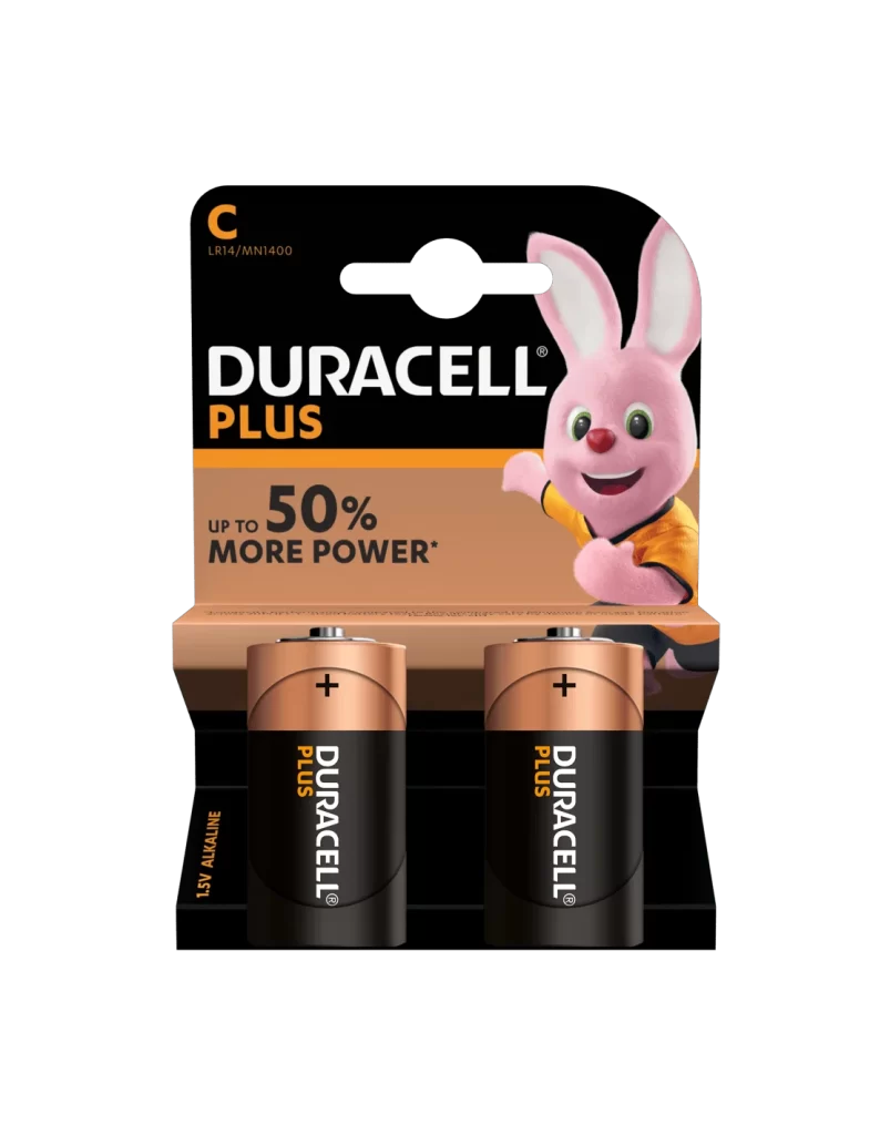 Duracell Plus Power C Battery 2 Pack Packaging