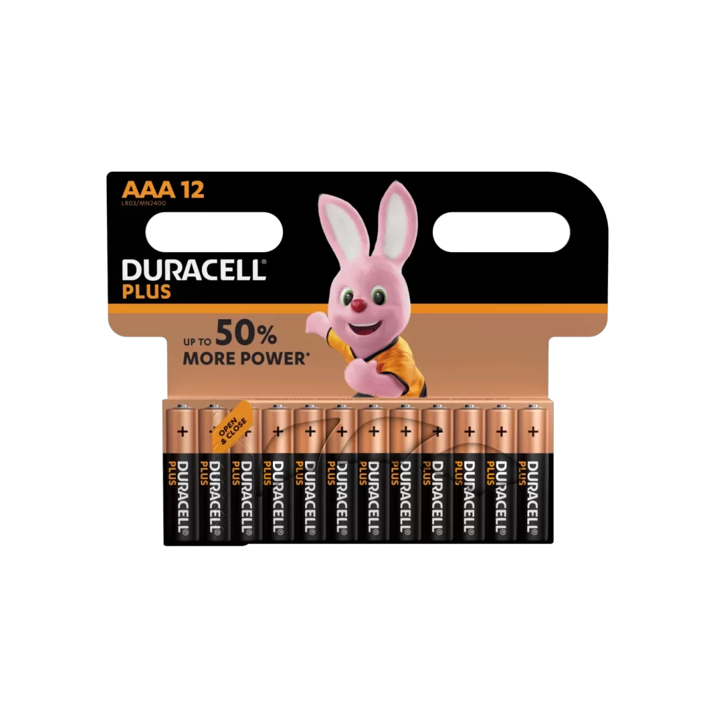 Duracell Plus Power AAA Battery 12 Pack Packaging