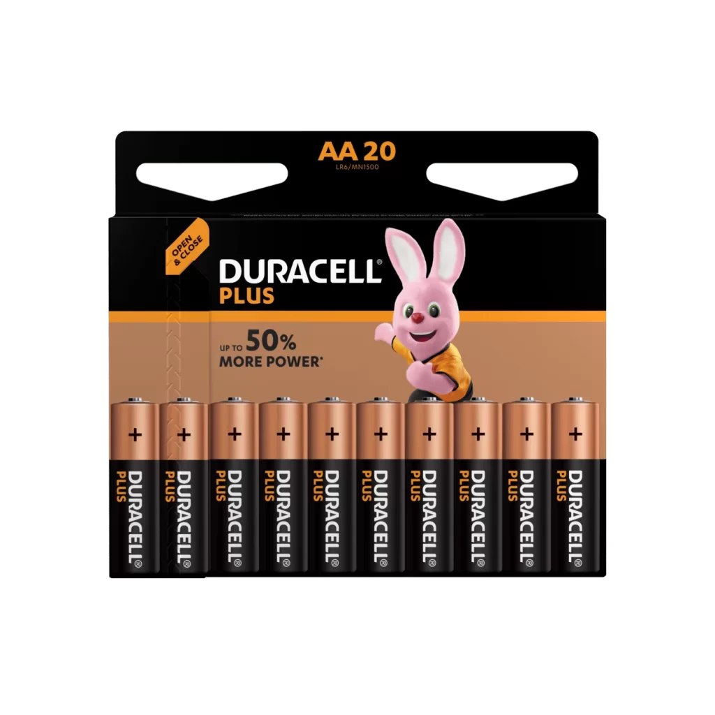 Duracell Plus Power AA Battery 20 Pack Packaging