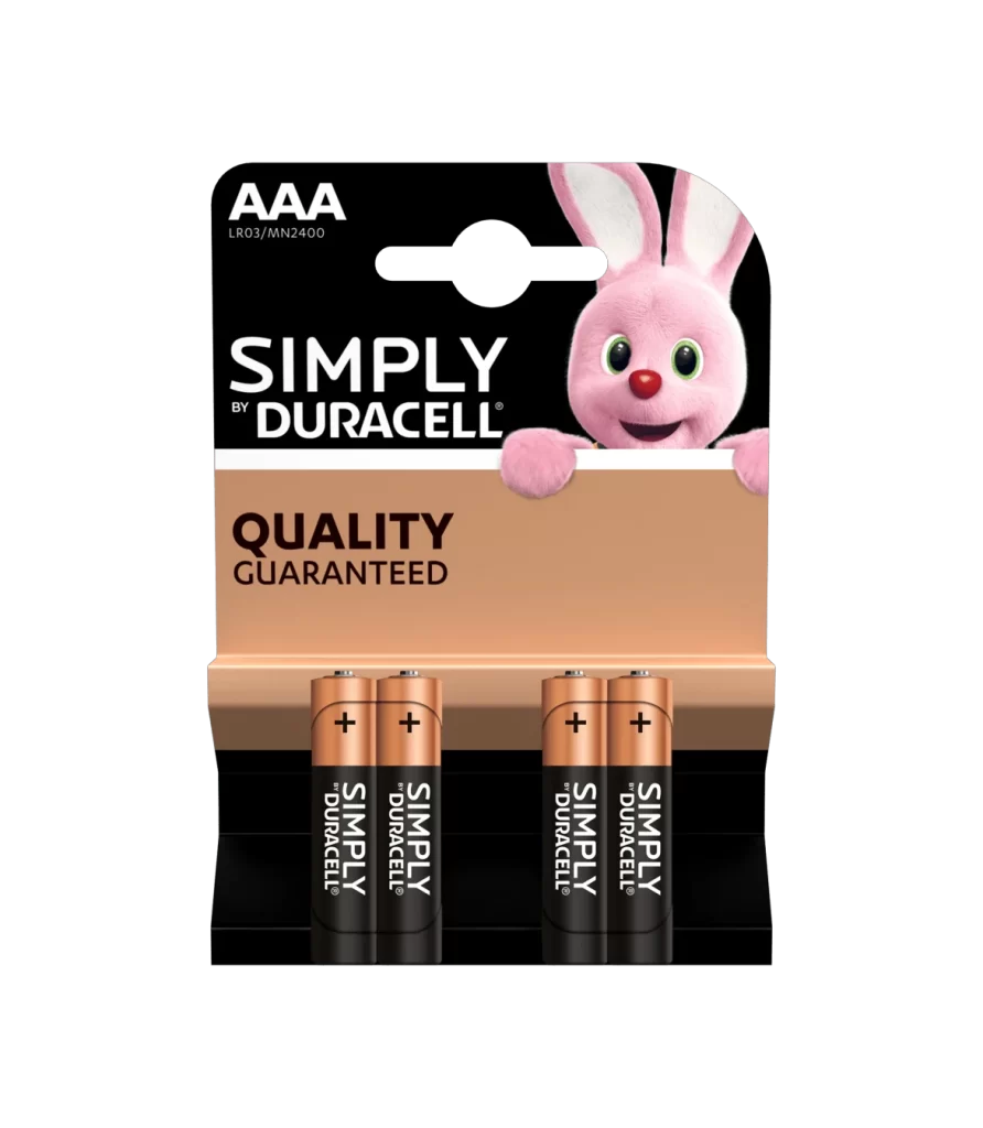 Duracell Specialty AAA Battery 4 Pack Packaging