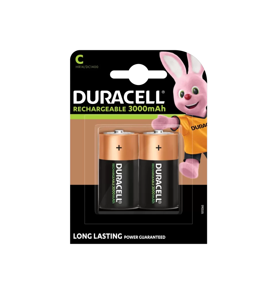 Duracell Rechargeable C Battery 2 Pack Packaging