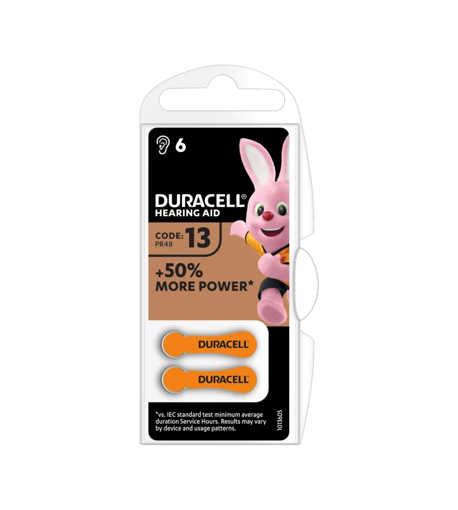 Duracell Hearing Aid 13 Battery 2 Pack Packaging