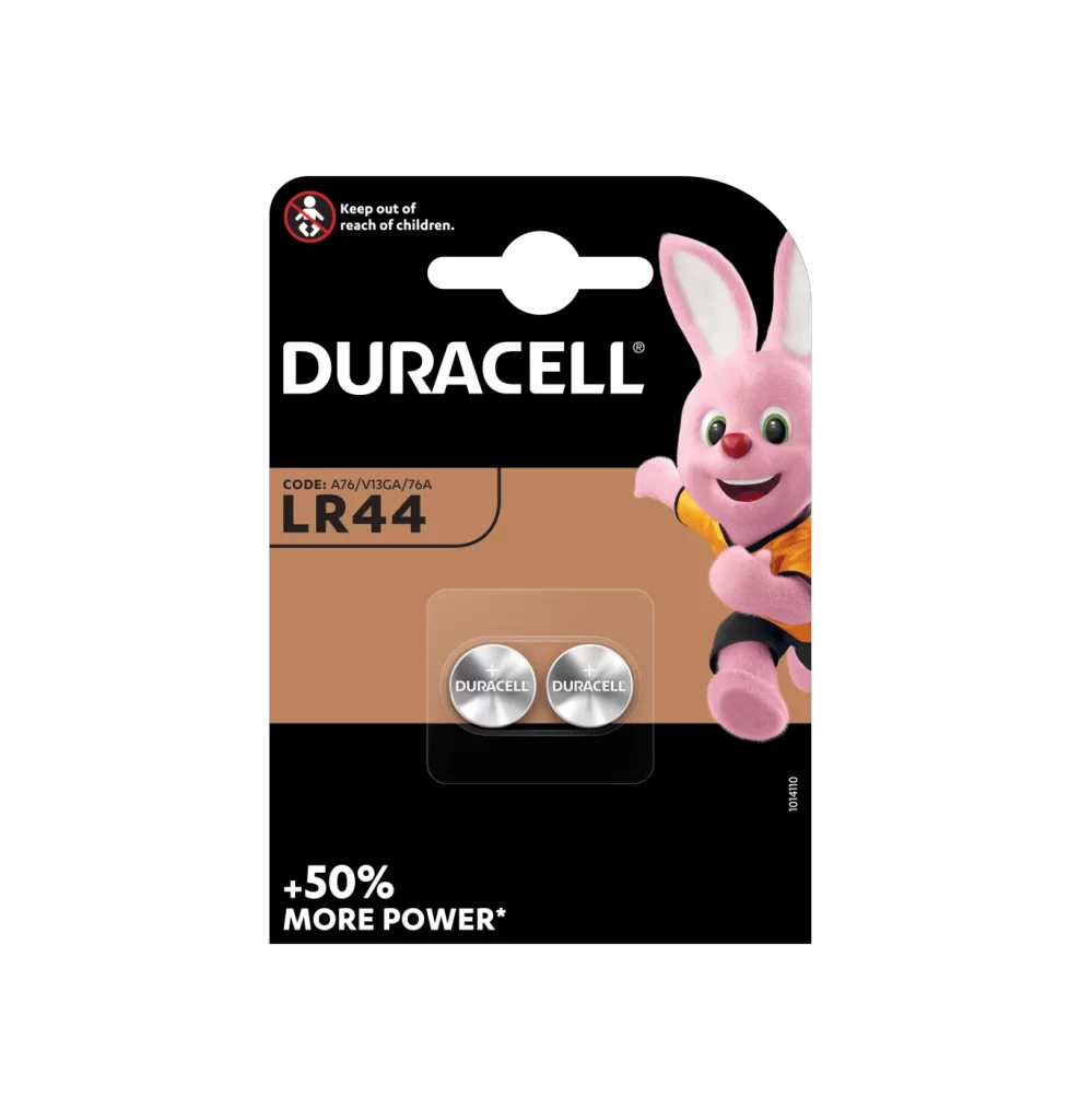 Duracell Specialty LR44 Battery 2 Pack Packaging
