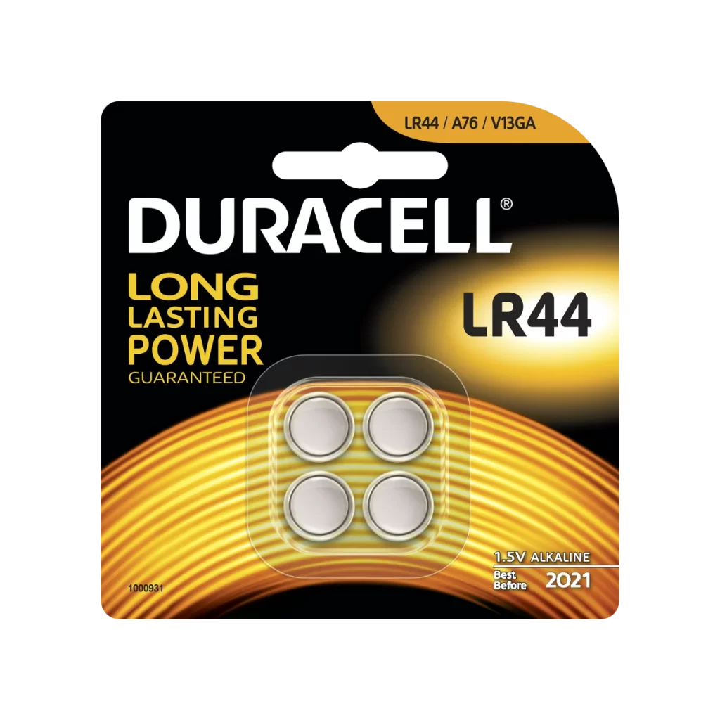 Duracell Specialty LR44 Battery 4 Pack Packaging