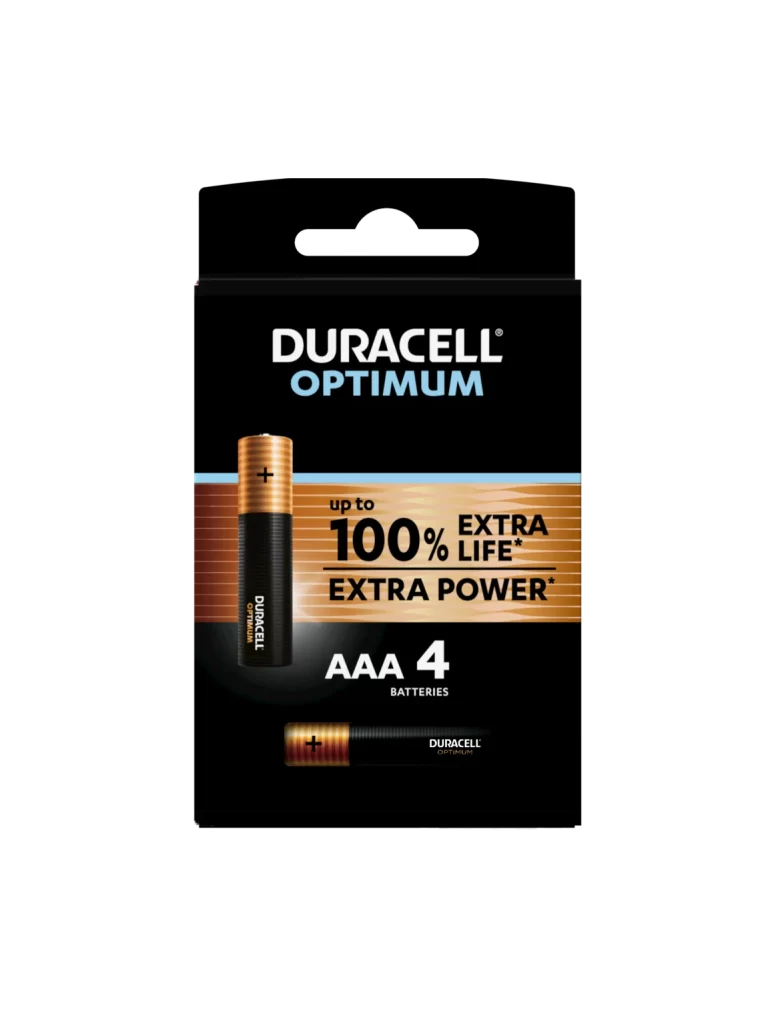 Duracell Optimum AAA Battery 4 Pack Packaging