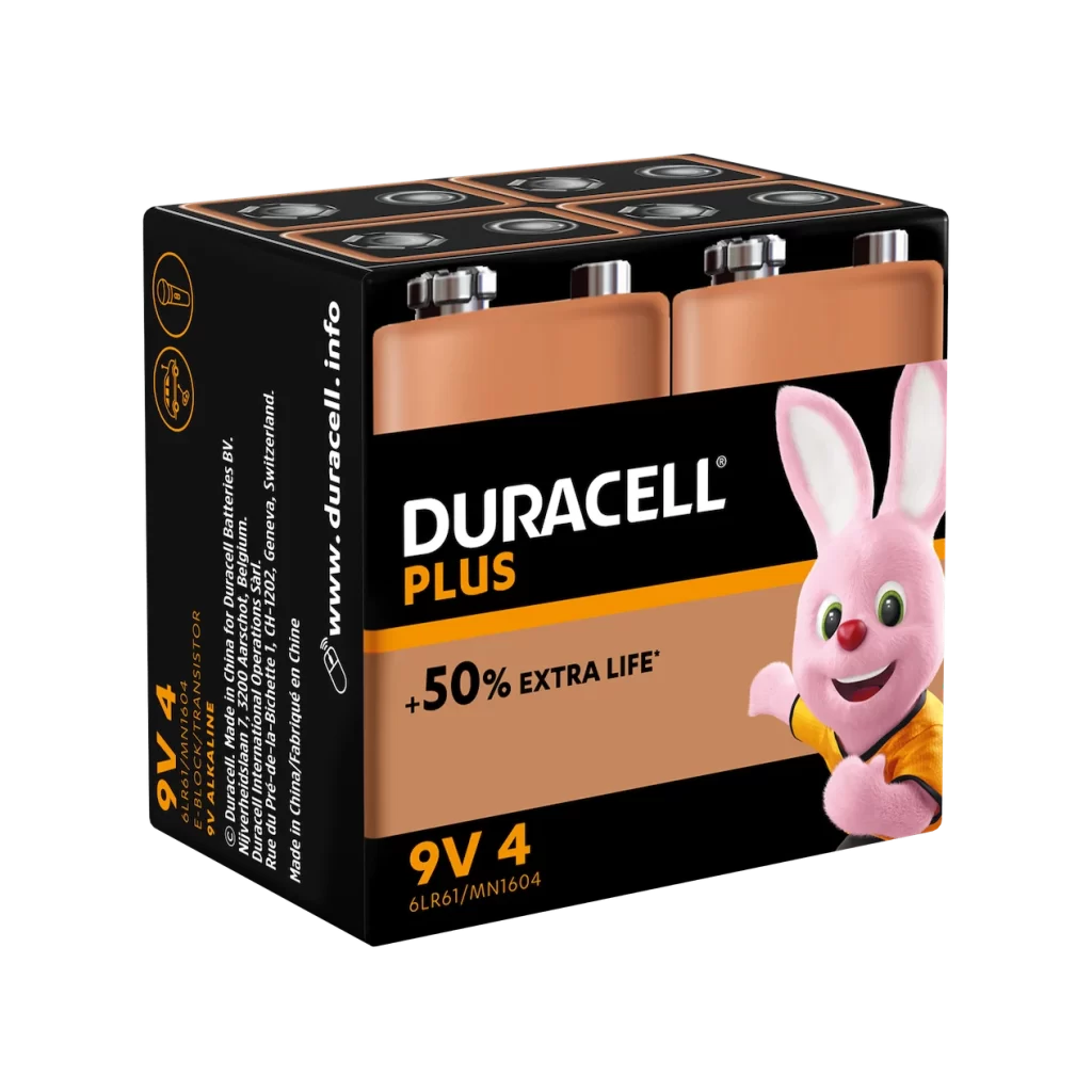 Duracell Plus Power 9V Battery Packaging