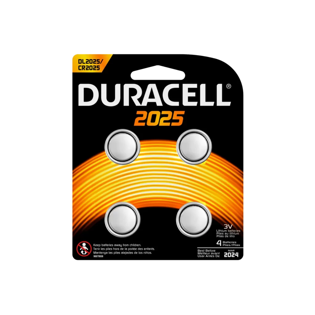 Duracell Lithium Coin CR2032 Battery 4 Pack Packaging