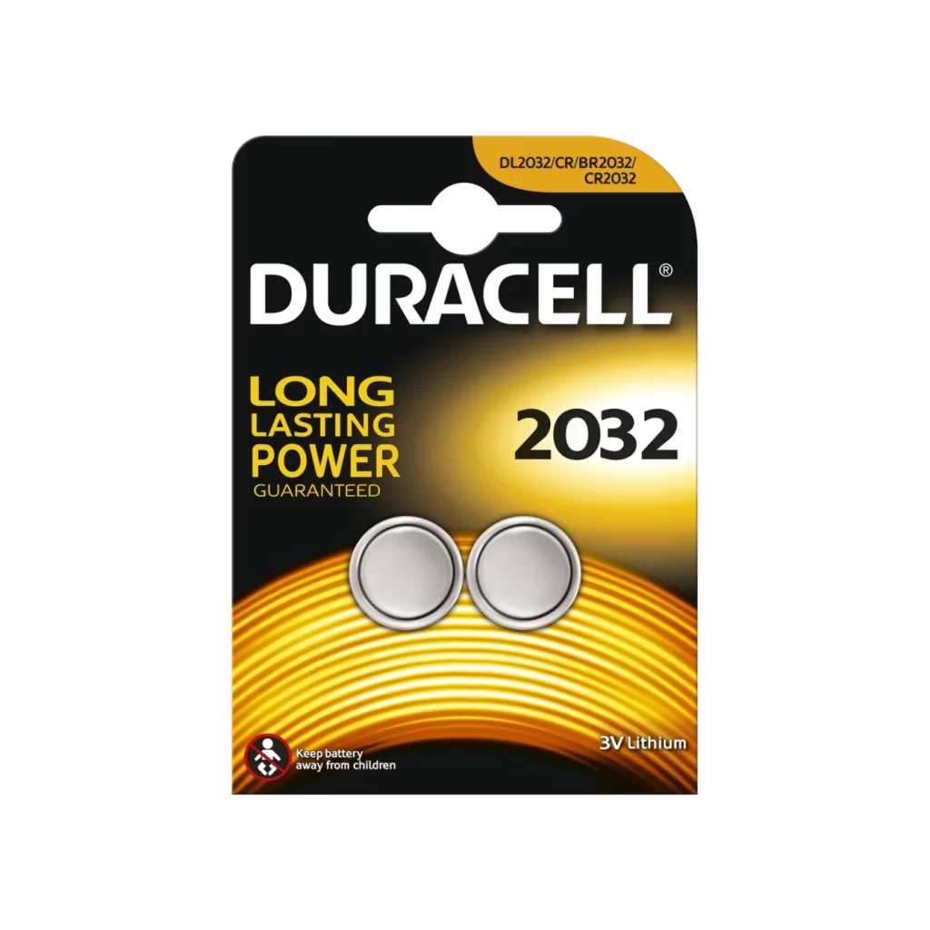 Duracell Lithium Coin CR2032 Battery 2 Pack Packaging