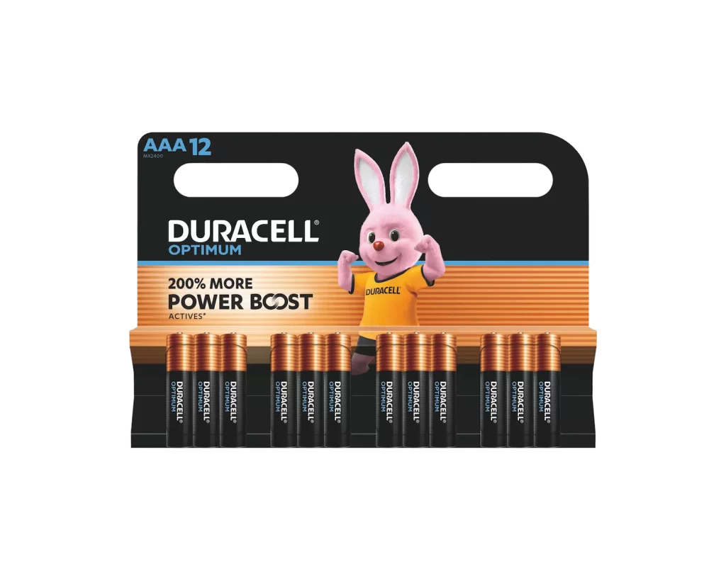 Duracell Optimum AAA Battery 12 Pack Packaging