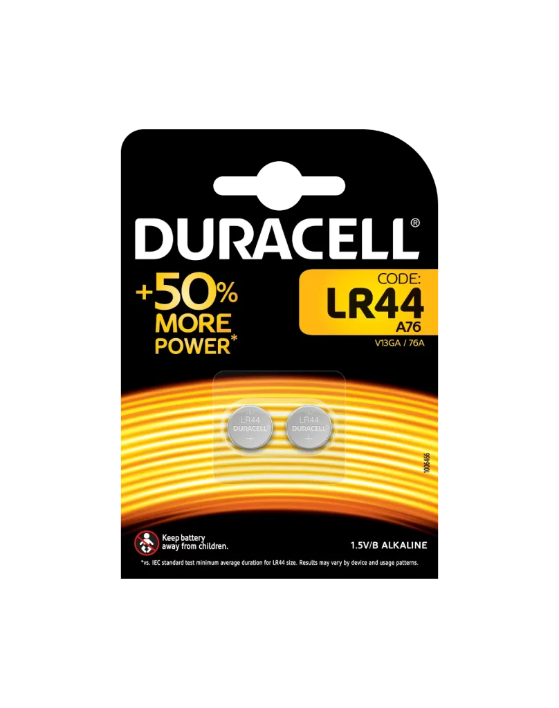 Duracell Plus Power LR44 Battery 2 Pack Packaging