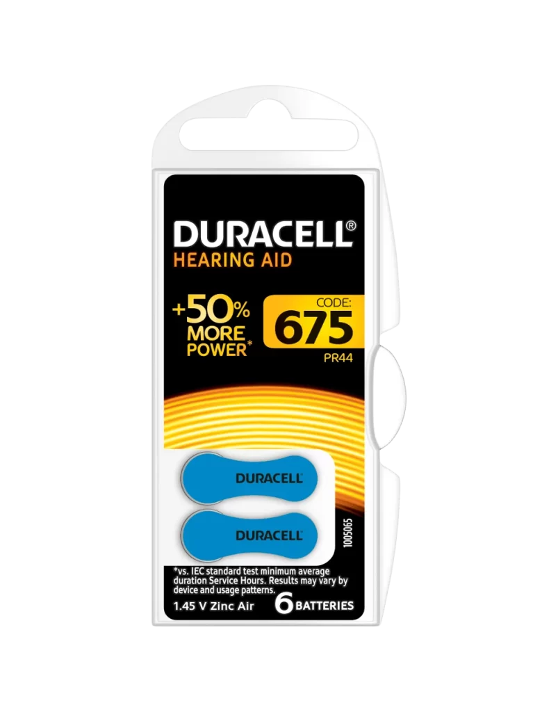 Duracell Hearing Aid 675 Battery 6 Pack Packaging
