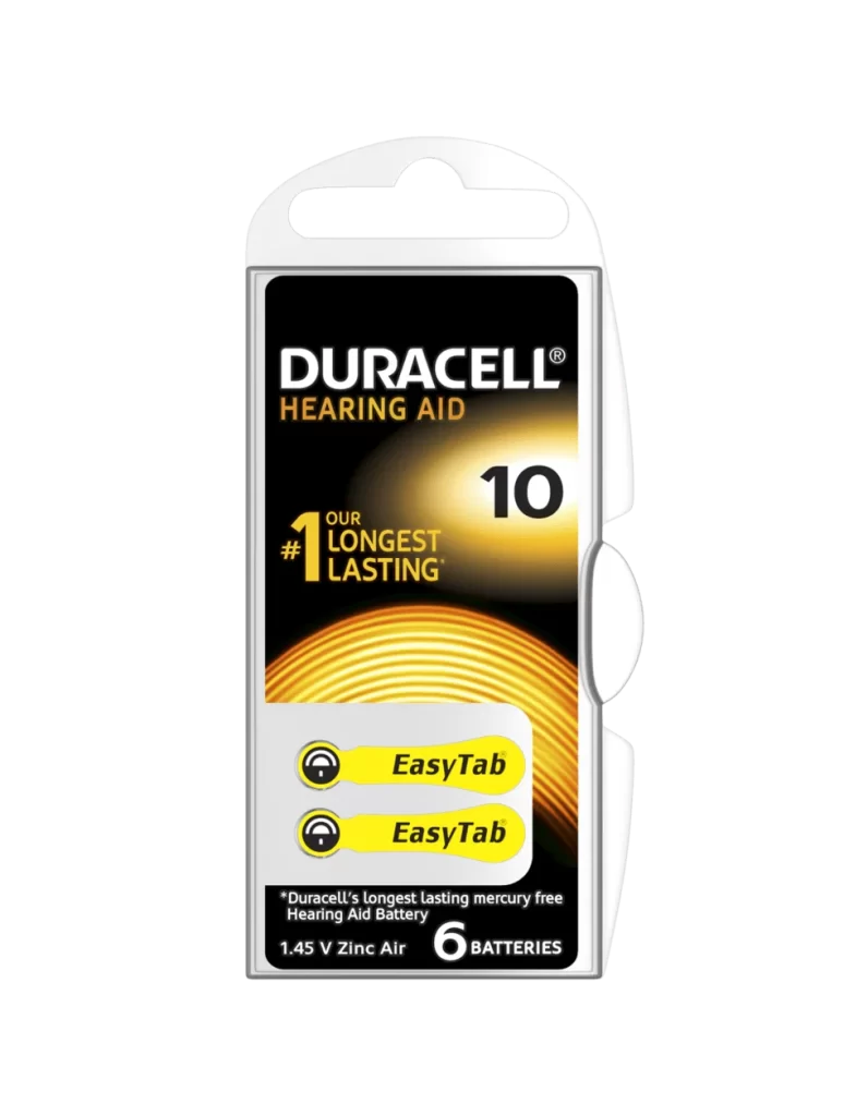 Duracell Hearing Aid 10 Battery 6 Pack Packaging