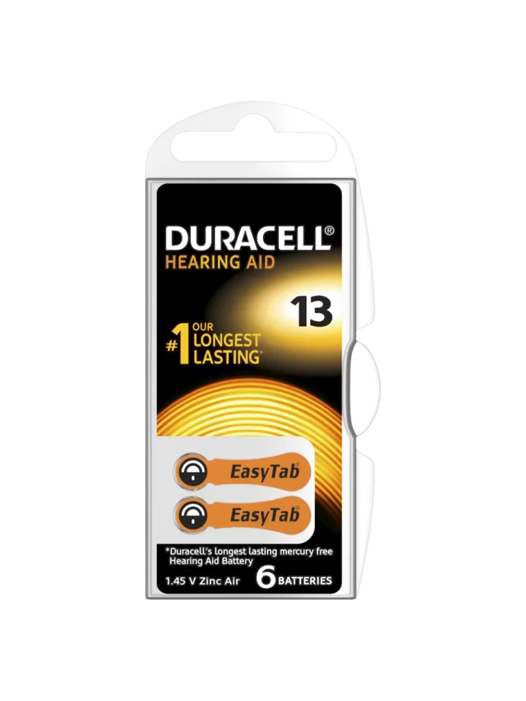 Duracell Hearing Aid 13 Battery 6 Pack Packaging