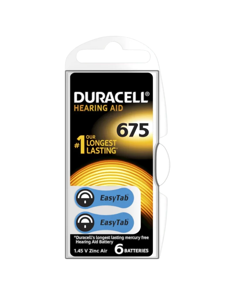 Duracell Hearing Aid 675 Battery 6 Pack Packaging