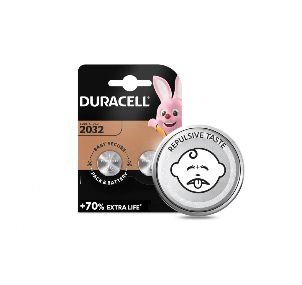 Duracell Lithium Coin CR2032 Battery 2 Pack Packaging
