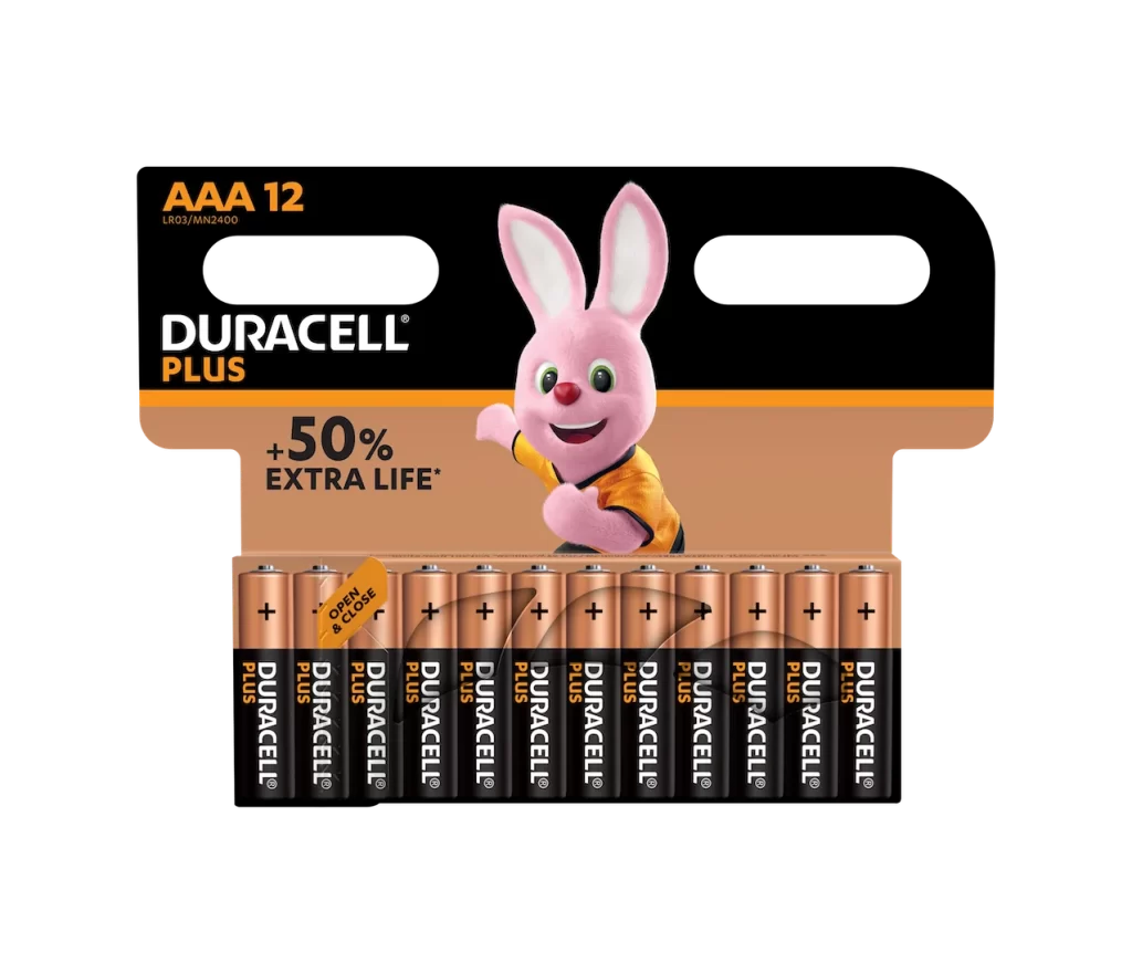 Duracell Plus Power AAA Battery 12 Pack Packaging