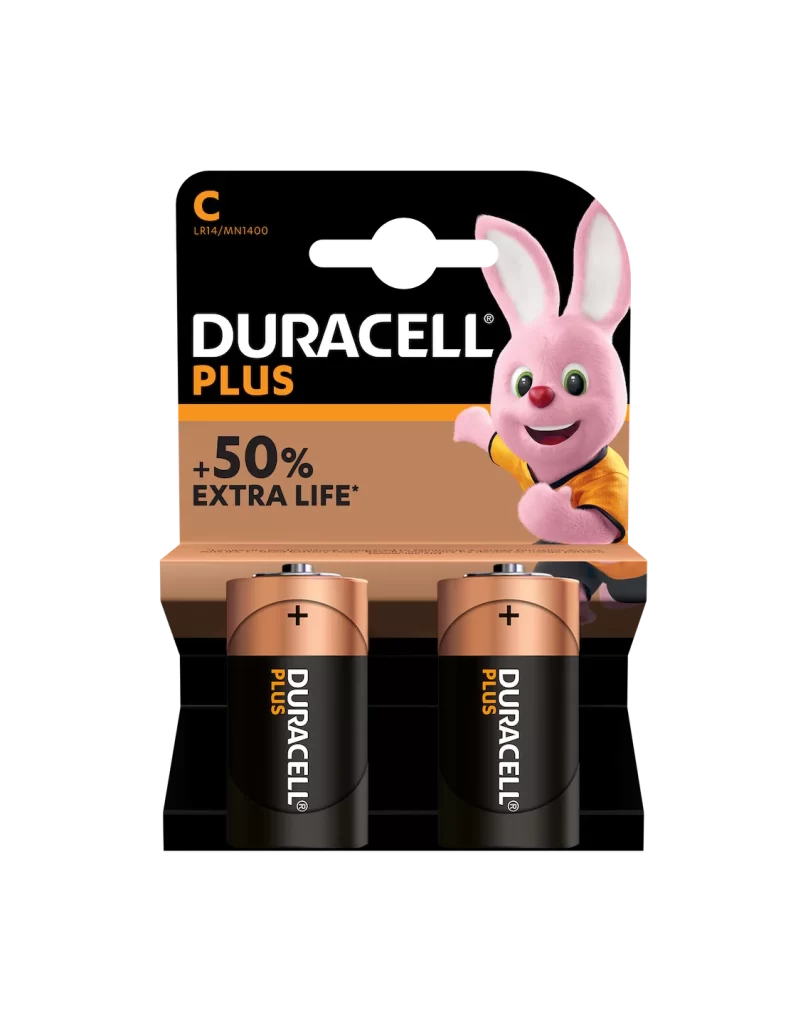 Duracell Plus Power C Battery 2 Pack Packaging
