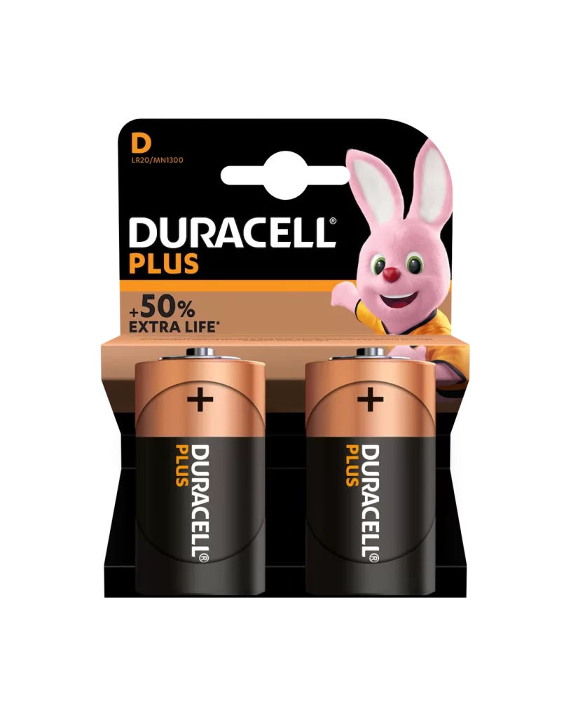 Duracell Plus Power D Battery 2 Pack Packaging