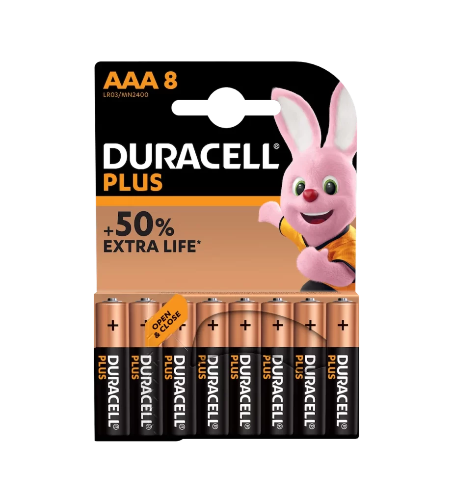 Duracell Plus Power AAA Battery 8 Pack Packaging