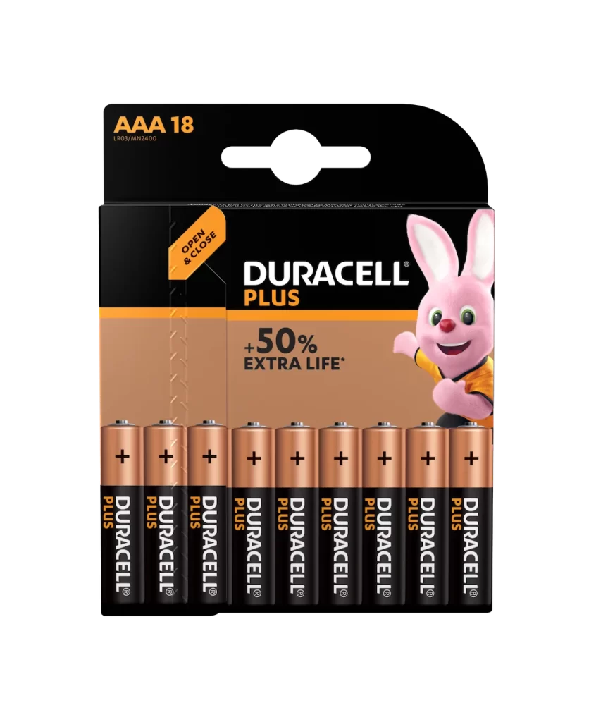 Duracell Plus Power AAA Battery 18 Pack Packaging