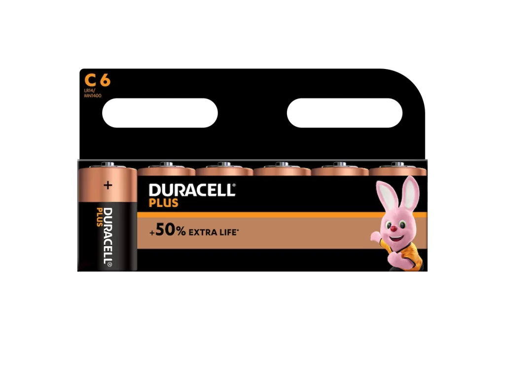Duracell Plus Power C Battery 6 Pack Packaging