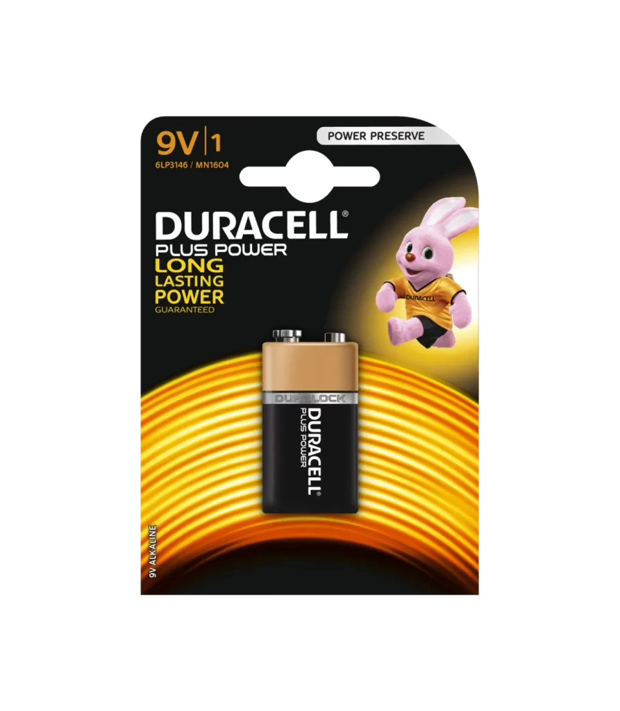 Duracell Plus Power 9V Battery Packaging