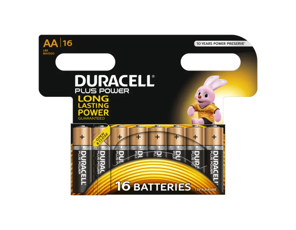 Duracell Plus Power AA Battery 16 Pack Packaging