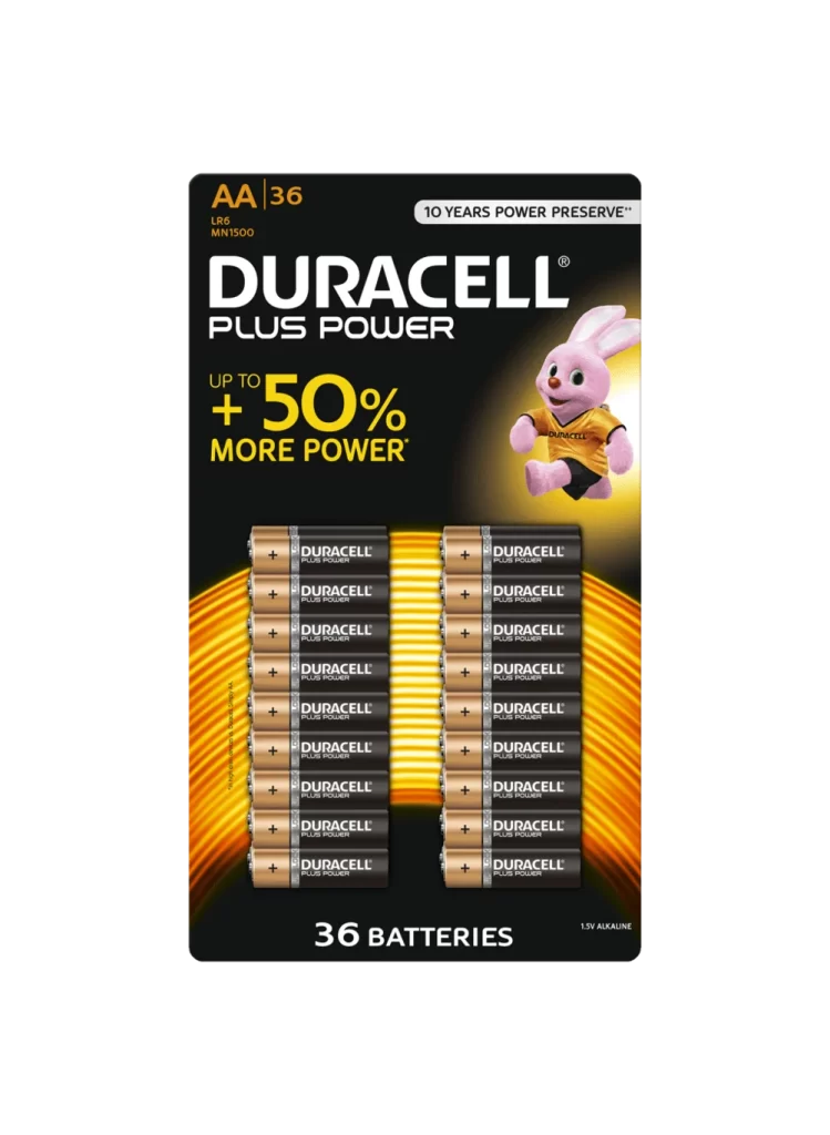 Duracell Plus Power AA Battery 36 Pack Packaging