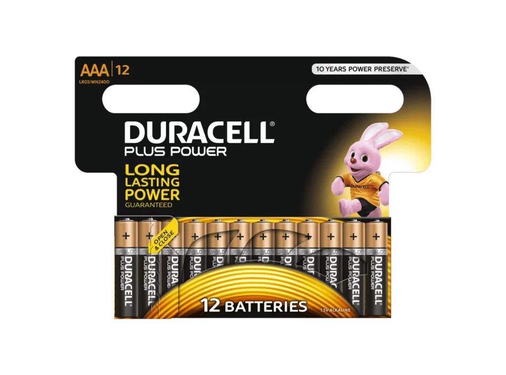 Duracell Plus Power AAA Battery 12 Pack Packaging