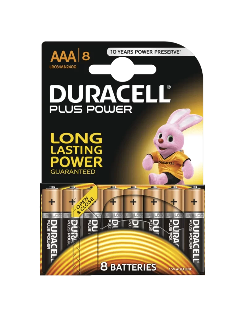 Duracell Plus Power AAA Battery 8 Pack Packaging