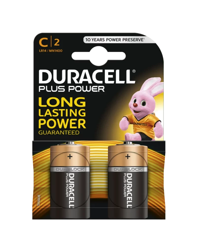 Duracell Plus Power C Battery 2 Pack Packaging