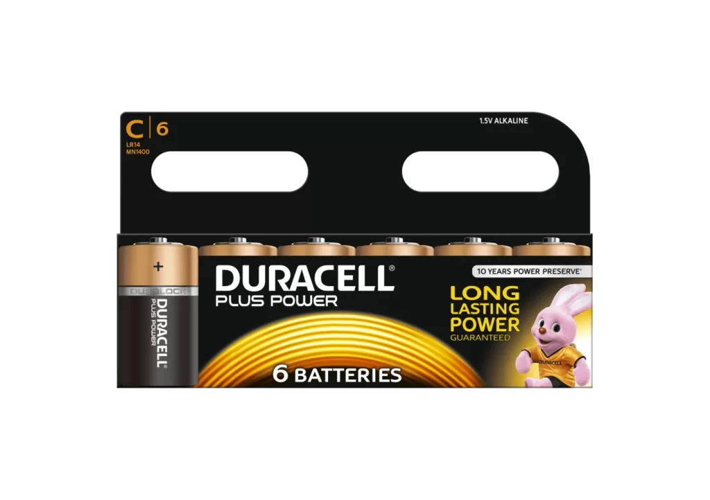 Duracell Plus Power C Battery 6 Pack Packaging
