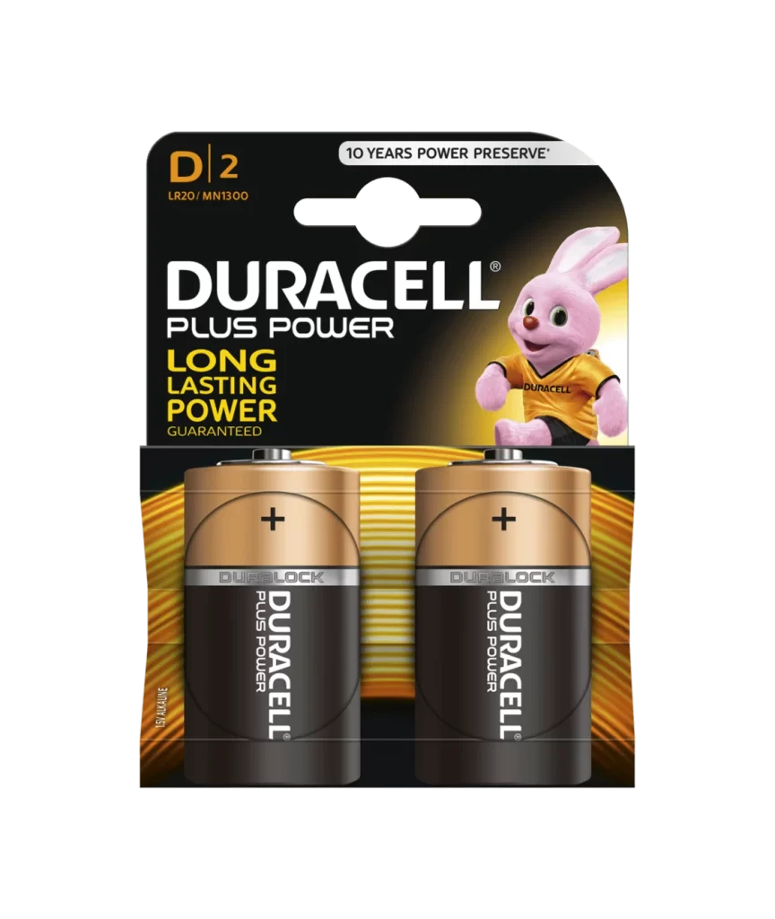 Duracell Plus Power D Battery 2 Pack Packaging