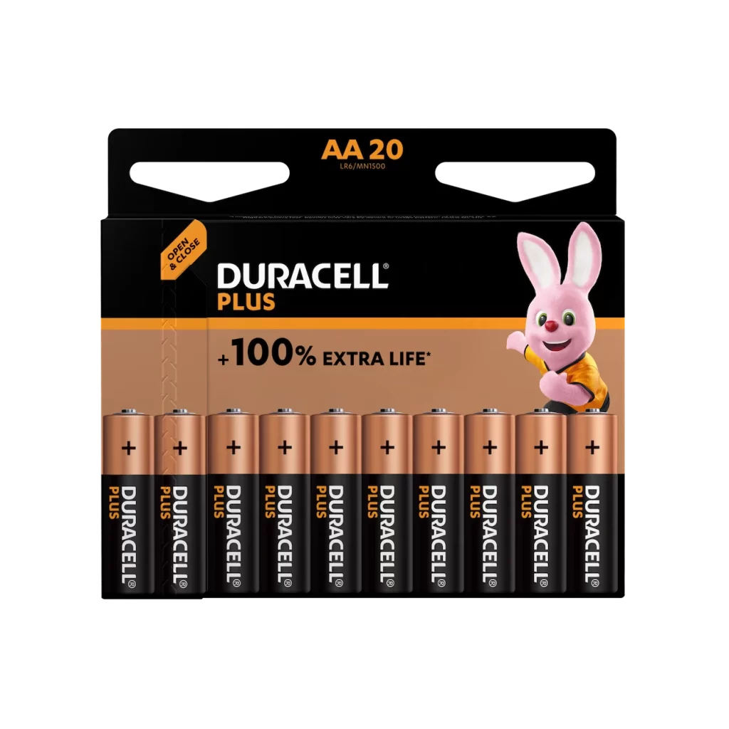 Duracell Plus Power AA Battery 20 Pack Packaging